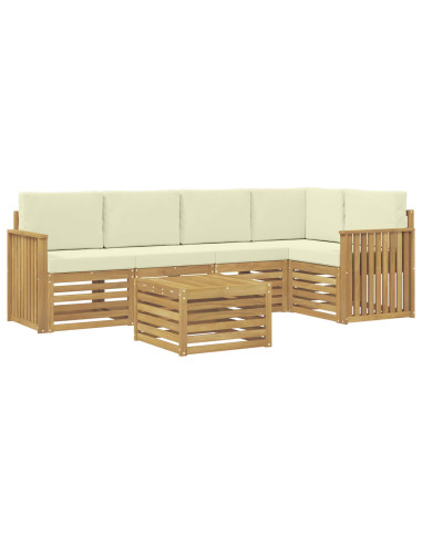 Set di divani da esterno 6 pcs Bianco e Crema 59 x 59 x 37 cm