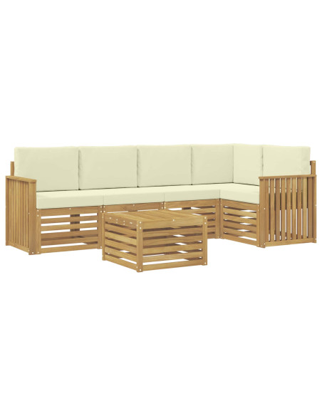Set di divani da esterno 6 pcs Bianco e Crema 59 x 59 x 37 cm