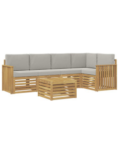 Set di divani da esterno 6 pcs Bianco e Grigio Chiaro 2