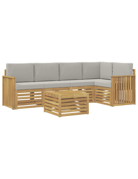 Set di divani da esterno 6 pcs Bianco e Grigio Chiaro