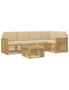 Set di divani da esterno 6 pcs Bianco e Beige 59 x 59 x 37 cm 2