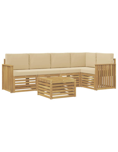 Set di divani da esterno 6 pcs Bianco e Beige 59 x 59 x 37 cm