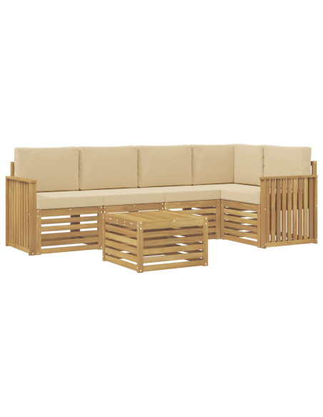 Set di divani da esterno 6 pcs Bianco e Beige 59 x 59 x 37 cm