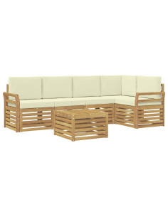 Set di divani da esterno 6 pcs Bianco e Crema 59 x 59 x 37 cm 2
