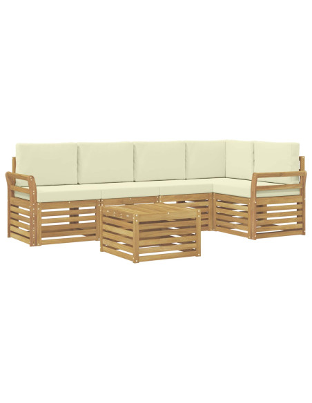 Set di divani da esterno 6 pcs Bianco e Crema 59 x 59 x 37 cm