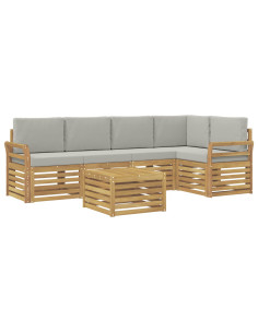 Set di divani da esterno 6 pcs Bianco e Grigio Chiaro 2