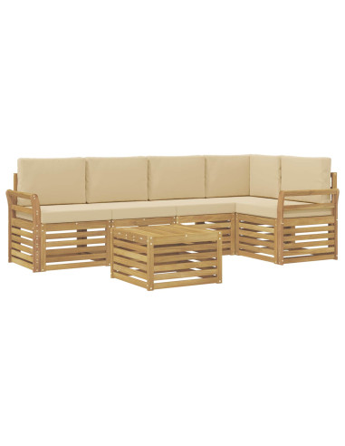 Set di divani da esterno 6 pcs Bianco e Beige 59 x 59 x 37 cm