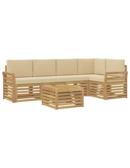 Set di divani da esterno 6 pcs Bianco e Beige 59 x 59 x 37 cm