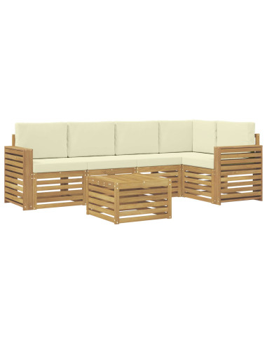 Set di divani da esterno 6 pcs Bianco e Crema 59 x 59 x 37 cm