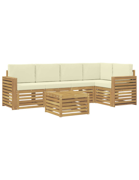 Set di divani da esterno 6 pcs Bianco e Crema 59 x 59 x 37 cm