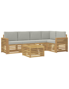 Set di divani da esterno 6 pcs Bianco e Grigio Chiaro 2