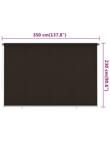 Tenda a Rullo per Esterni 350x230 cm Marrone HDPE
