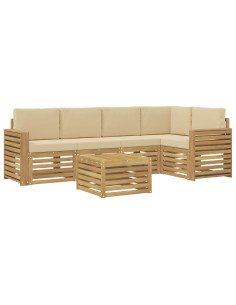 Set di divani da esterno 6 pcs Bianco e Beige 59 x 59 x 37 cm 2