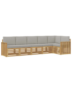 Set di divani da esterno 6 pcs Bianco e Grigio Chiaro 2
