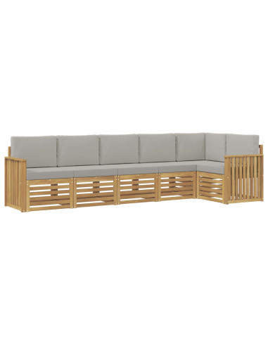 Set di divani da esterno 6 pcs Bianco e Grigio Chiaro
