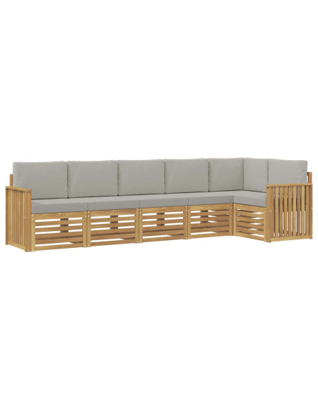 Set di divani da esterno 6 pcs Bianco e Grigio Chiaro