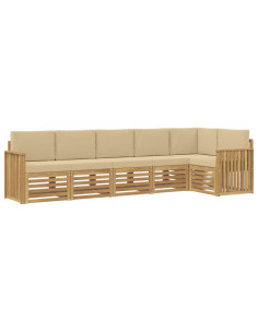 Set di divani da esterno 6 pcs Bianco e Beige 2