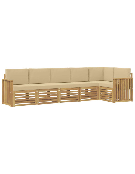 Set di divani da esterno 6 pcs Bianco e Beige