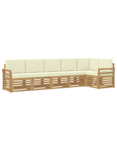 Set di divani da esterno 6 pcs Bianco e Crema 2