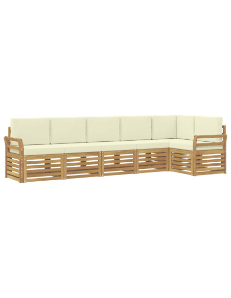 Set di divani da esterno 6 pcs Bianco e Crema