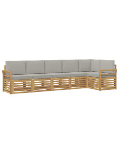 Set di divani da esterno 6 pcs Bianco e Grigio Chiaro 2