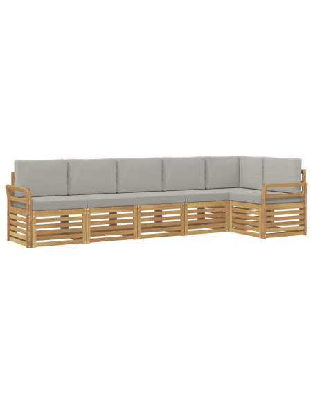 Set di divani da esterno 6 pcs Bianco e Grigio Chiaro