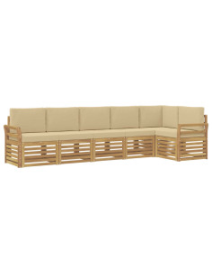 Set di divani da esterno 6 pcs Bianco e Beige 2