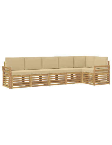 Set di divani da esterno 6 pcs Bianco e Beige