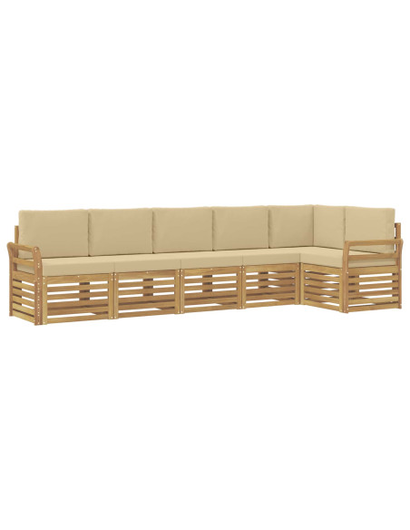 Set di divani da esterno 6 pcs Bianco e Beige