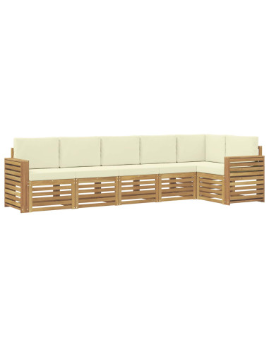 Set di divani da esterno 6 pcs Bianco e Crema