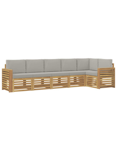 Set di divani da esterno 6 pcs Bianco e Grigio Chiaro