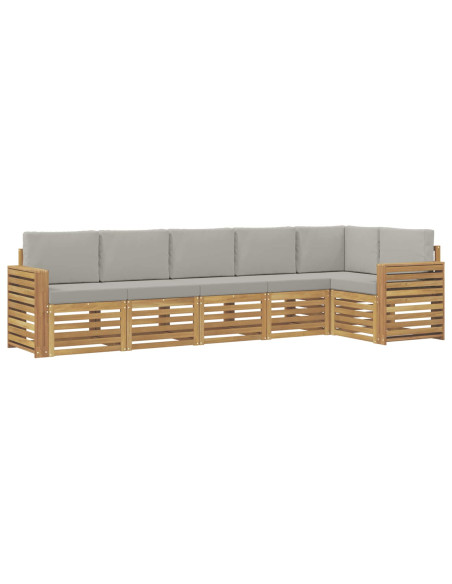 Set di divani da esterno 6 pcs Bianco e Grigio Chiaro