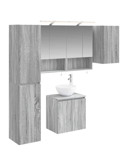 Set di Armadi da Bagno 5 pcs Sonoma grigio 50 x 14,5 x 70 cm