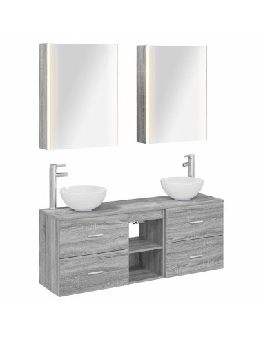 Set di Armadi da Bagno 5 pcs Sonoma grigio Legno ingegnerizzato