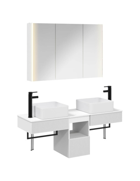 Set di Armadi da Bagno 4 pcs Bianco 103,5 x 15,5 x 70 cm