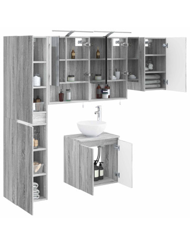 Set di Armadi da Bagno 5 pcs Sonoma grigio 50 x 14,5 x 70 cm