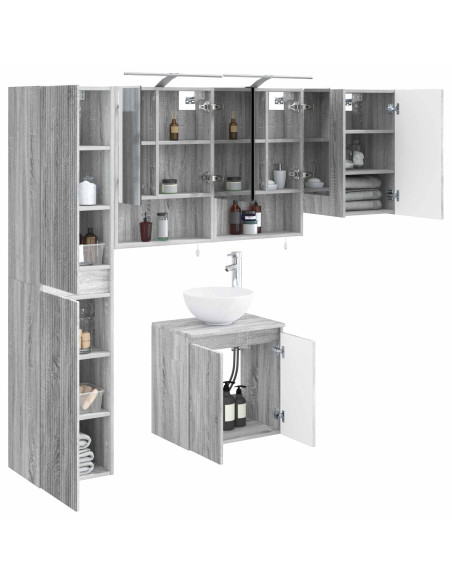 Set di Armadi da Bagno 5 pcs Sonoma grigio 50 x 14,5 x 70 cm