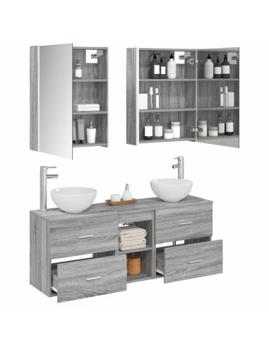 Set di Armadi da Bagno 5 pcs Sonoma grigio Legno ingegnerizzato
