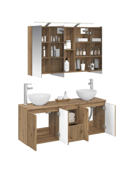 Set di Armadi da Bagno 4 pcs Rovere Artigianale
