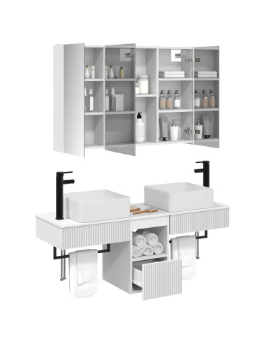 Set di Armadi da Bagno 4 pcs Bianco 103,5 x 15,5 x 70 cm