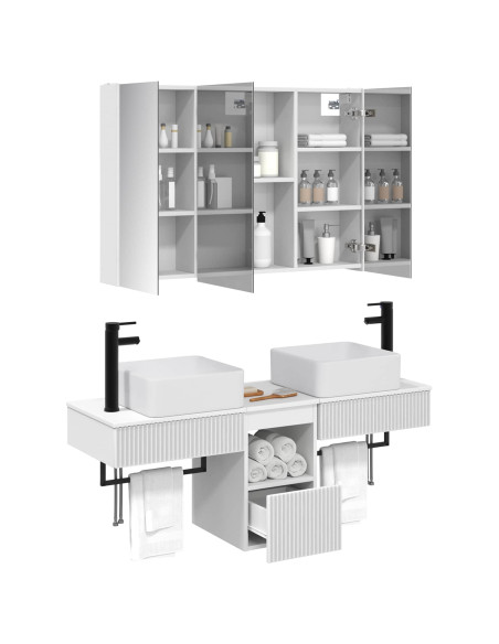 Set di Armadi da Bagno 4 pcs Bianco 103,5 x 15,5 x 70 cm