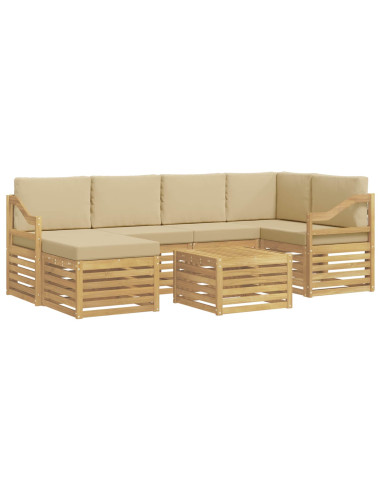 Set di divani da esterno 7 pcs Bianco e Beige Poliestere