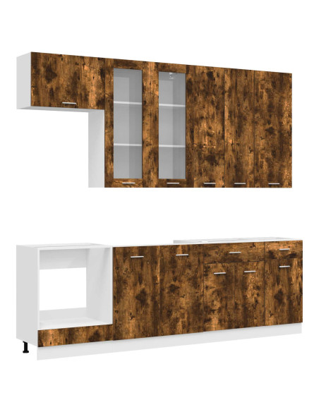 Unità Cucina LYON 8 pcs Rovere Fumo Legno ingegnerizzato