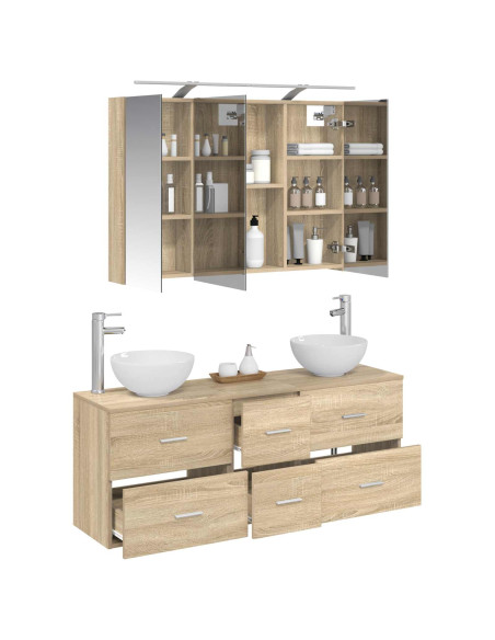Set di mobili per il bagno 4 pcs Rovere Sonoma