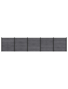 Pannello di Recinzione 5 pcs WPC e Alluminio Grigio