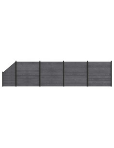 Pannello di Recinzione 5 pcs WPC e Alluminio Grigio