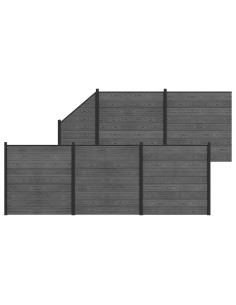 Pannello di Recinzione 6 pcs WPC e Alluminio Grigio