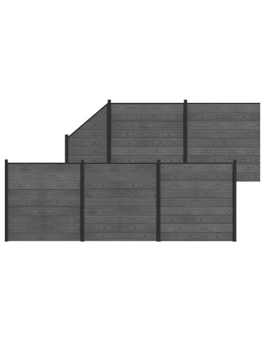 Pannello di Recinzione 6 pcs WPC e Alluminio Grigio