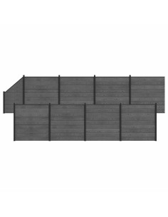 Pannello di Recinzione 9 pcs WPC e Alluminio Grigio
