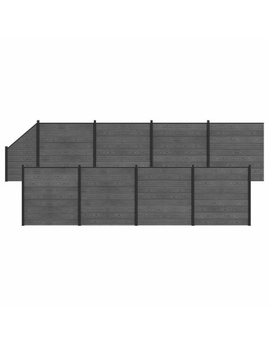 Pannello di Recinzione 9 pcs WPC e Alluminio Grigio